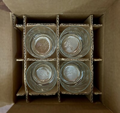 4 - Tang Orange Drink 3” Juice Glasses Swirl Design  1983 New w/Original Box-image