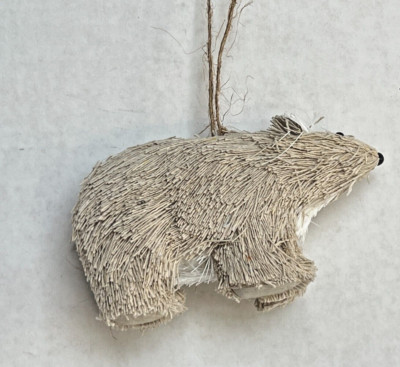 Creative Co-Op Polyester Animal Ornament or Figurine Straw Look BEAR-image