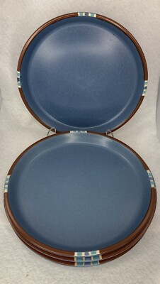 Dansk Mesa Sky Blue Stoneware Dinner Plates Japan 10.3in Discontinued Set of 4-image