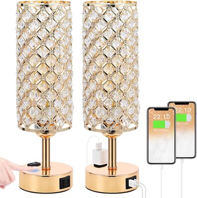 2x Lamparas De Mesa Luces Elegante Modernas Cristal Para Sala Dormitorio Cocina-image