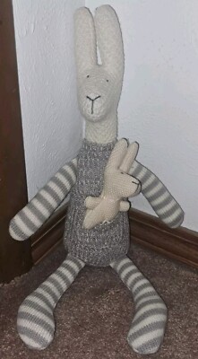 Creative Co-op Knit Crocheted Stuffed Kangaroo w/ Joey * Brand New Without Tags!-image