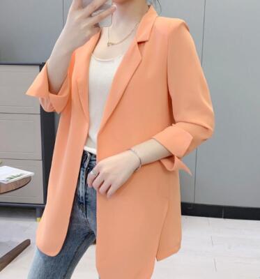 Women's Summer Korean Thin Loose Mid Length Suit Coat Split Sleeve Cardigan-image