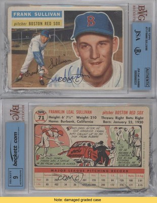 JSA Certified 1956 Topps Frank Sullivan (White Back) #71 Encased by BVG Auto-image