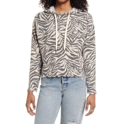 La La Land Creative Co. Women's Long Sleeve Zebra Print Hoodie Small MSRP $45-image