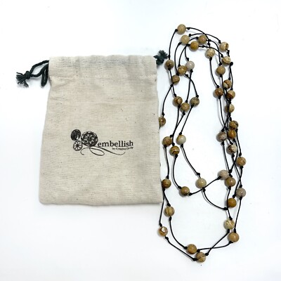 Creative Co-Op Mango Wood Beads Wrap Around Necklace-image