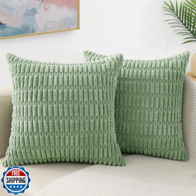 decorUhome Sage Green Neutral Decorative Throw Pillow Covers 20x20 Inch Set o-image