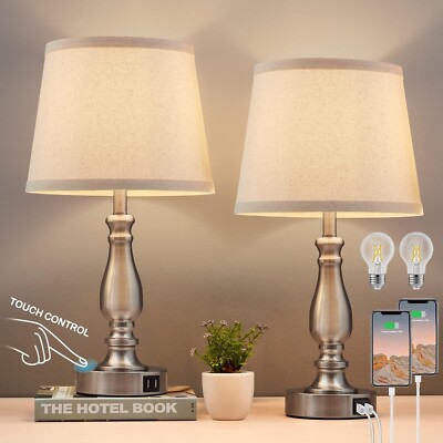 2x Lamparas De Mesa Luces Elegante Modernas Para Sala Dormitorio Cocina Nuevo-image