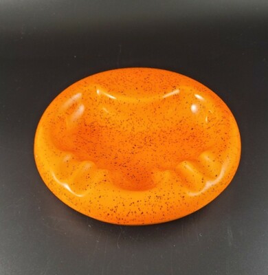 Vintage Ceramic Mid Century Orange Speckled Ashtray-image