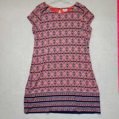 Market & Spruce Mid-Length Dress Geometric Orange Navy Women's XXL Petite-image