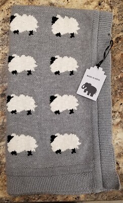 GREY COUNTING SHEEP Unisex Baby Blanket 100% Cotton by Creative Co-Op Made India-image