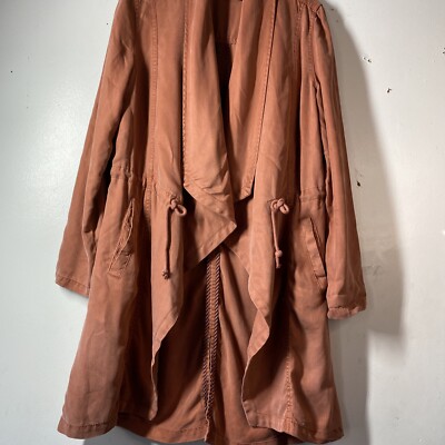 MAX JEANS women shawl collar mid length uneven Hem Line women light Coat Size S-image