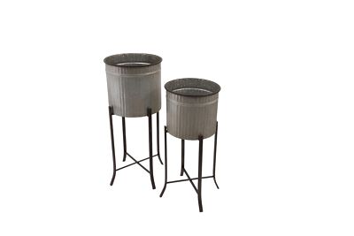 Creative Co-Op Set of 2 Iron Planters on Stands 30-3/4