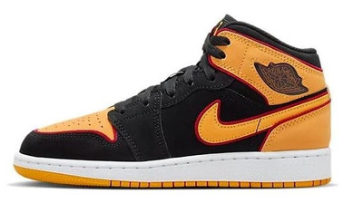 Big Kid's Air Jordan 1 Mid SE Black/Vivid Orange (FJ4924 008)-image