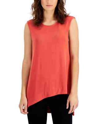 Alfani Women's S Orange Asymmetrical Sleeveless Tank Top-image