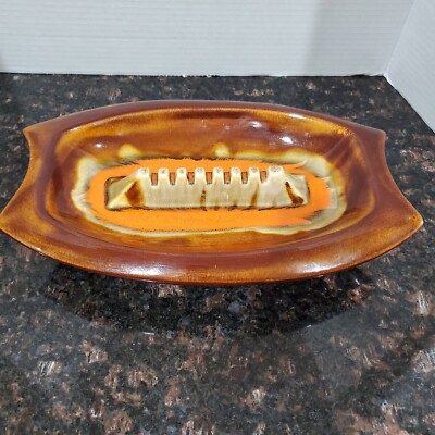 Vintage USA Calfornia Pottery WD609  1960’s Mid Century Atomic Ashtray Orange -image