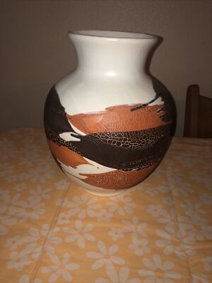 Royal Haeger Earth Wrap Vase Vintage Mid Century Modern Orange Brown MCM Large-image