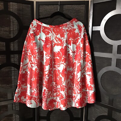 banana republic orange&teal floral knee lenght skirt 6-image