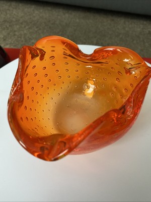 Honey Orange Mid Century Ash Tray Murano-image