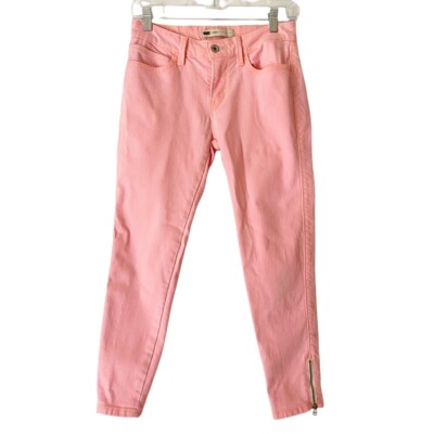 Levi’s Sherbert Orange Mid Rise Moto Zip Denim Skinny Jean Leggings Size 28-image