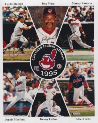 Signed 8x10 CARLOS BAERGA, JOSE MESA, MANNY RAMIREZ  Cleveland Indians photo COA-image