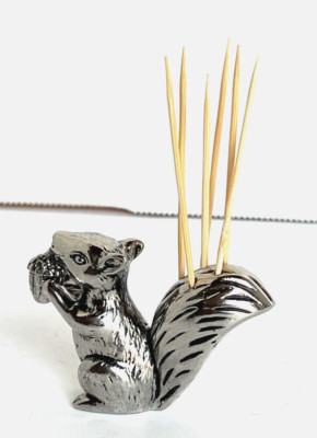 Creative Co-Op Zinc Alloy SQUIRREL Toothpick Holder + Toothpicks 2