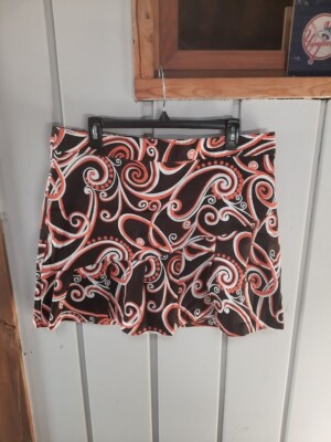 Lady Hagen Brown & Orange Golf Skort w/Attached Shorts Cotton Stretch Sz !4-image