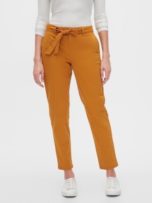 Banana Republic Orange Mid Rise Tie Waist Chino Pants Size 8-image