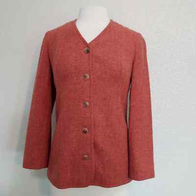 Vintage Young Pendleton Fire Orange Wool Button Blazer-image