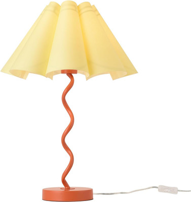 Orange Pleated Table Lamp, Mid Century Modern Lamp for Orange-A -image