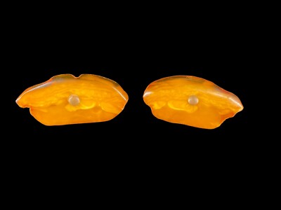Vintage Baltic Amber Mid Century Modernist Pair of Cufflinks-image