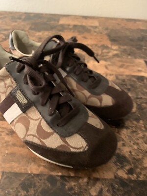 Coach Womens 7M Joss Q293 Brown Suede Lace Up Casual Sneakers Shoes-image