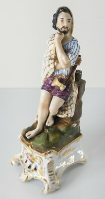 Antique Meissen Style English or Dresden Porcelain Figure Joss Stick Holder-image