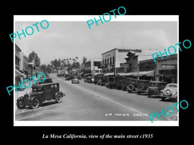 OLD LARGE HISTORIC PHOTO OF LA MESA CALIFORNIA VIEW OF THE MAIN STREET c1935-image