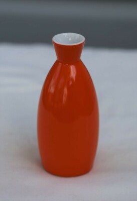 Small Vintage Orange Porcelain Takahashi Vase Japan Sake Style Mid Century EUC-image