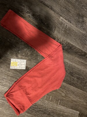 LuLaRoe Leggings Women's One Size OS SOLID Bright CORAL new with tag-image