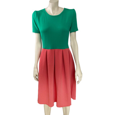 Womens Lularoe Amelia Medium Orange Green Dress NWT-image