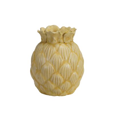Creative Co-Op Stoneware Pineapple Shaped Vase, Yellow-image