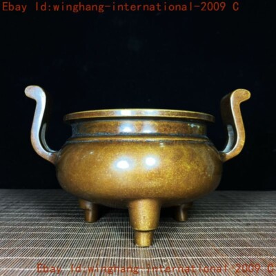 Mark China Buddhism temple pure bronze “宣德”Joss Incense burner Censer statue-image