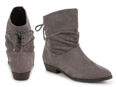 Indigo Rd Joss Faux Suede Slip On Ankle Booties Boots Gray Women's Size 8-image