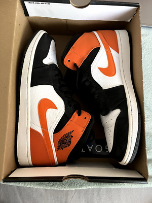 shoes jordan 1s 10.5 new men women unisex mids orange black white nike box-image