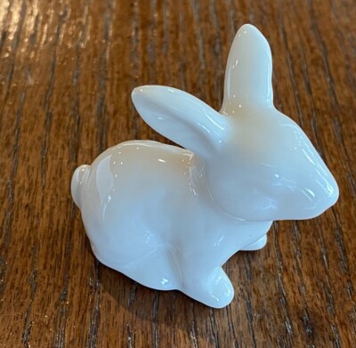 Small Mini White Stoneware Bunny Rabbit Figurine w/Glossy Finish Creative Co-Op-image