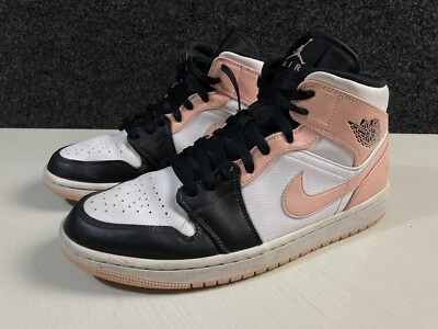 Nike Air Jordan 1 Mid Men Size 9.5 Crimson Tint Basketball Shoes 554724-133 EUC-image