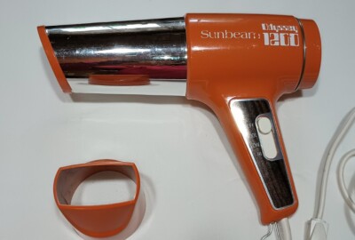 Excellent Mid Century Retro Sunbeam Odyssey 1200 vintage blow hair dryer orange -image