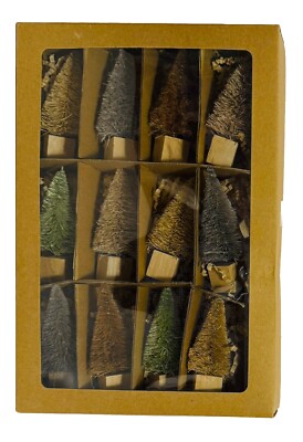 Creative Co-op Terrain  Diorama Holiday Multicolor Brush & Wood Trees Set Of 12-image