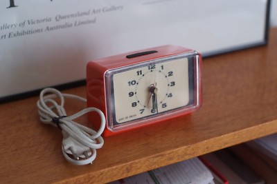 Gorgeous 1970's Retro Orange Desk Clock, Made in Germany, Mid Century, Rare Cool-image