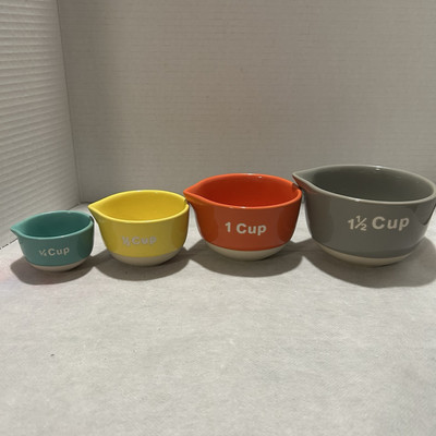 Creative Co-Op Ceramic Decorative Measuring Cups Set Of 4 Baking Nesting Decor-image