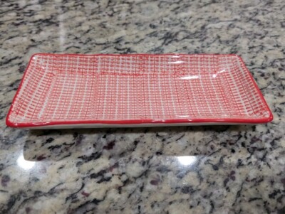 Creative co-op Orange & White Small Ceramic Tray-image