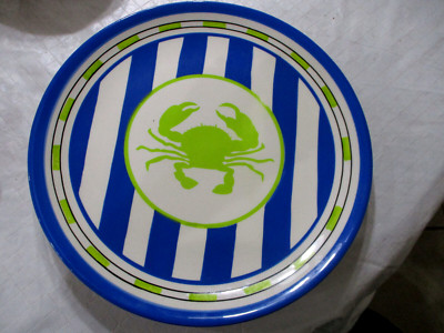 Mesa Home Products Blue & Green Striped Crab Dinner Plate 10 5/8