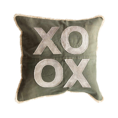Recycled Cotton Canvas Pillow with Applique 