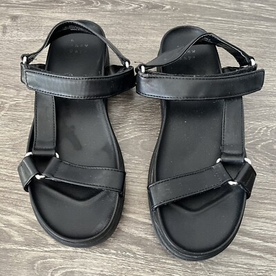 Women's Joss Sport Strap Sandals - A New Day - Black Size 7-image